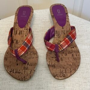 Bakers Women's Plaid Cork Sandals - Red and Purple
